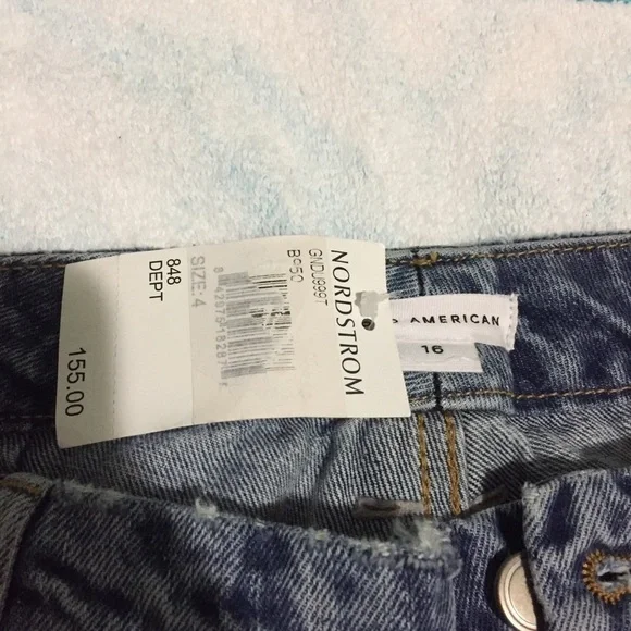 Good American Good 90s Duster Tapered High Rise Jeans in Blue950 Size 16 - Picture 5 of 6